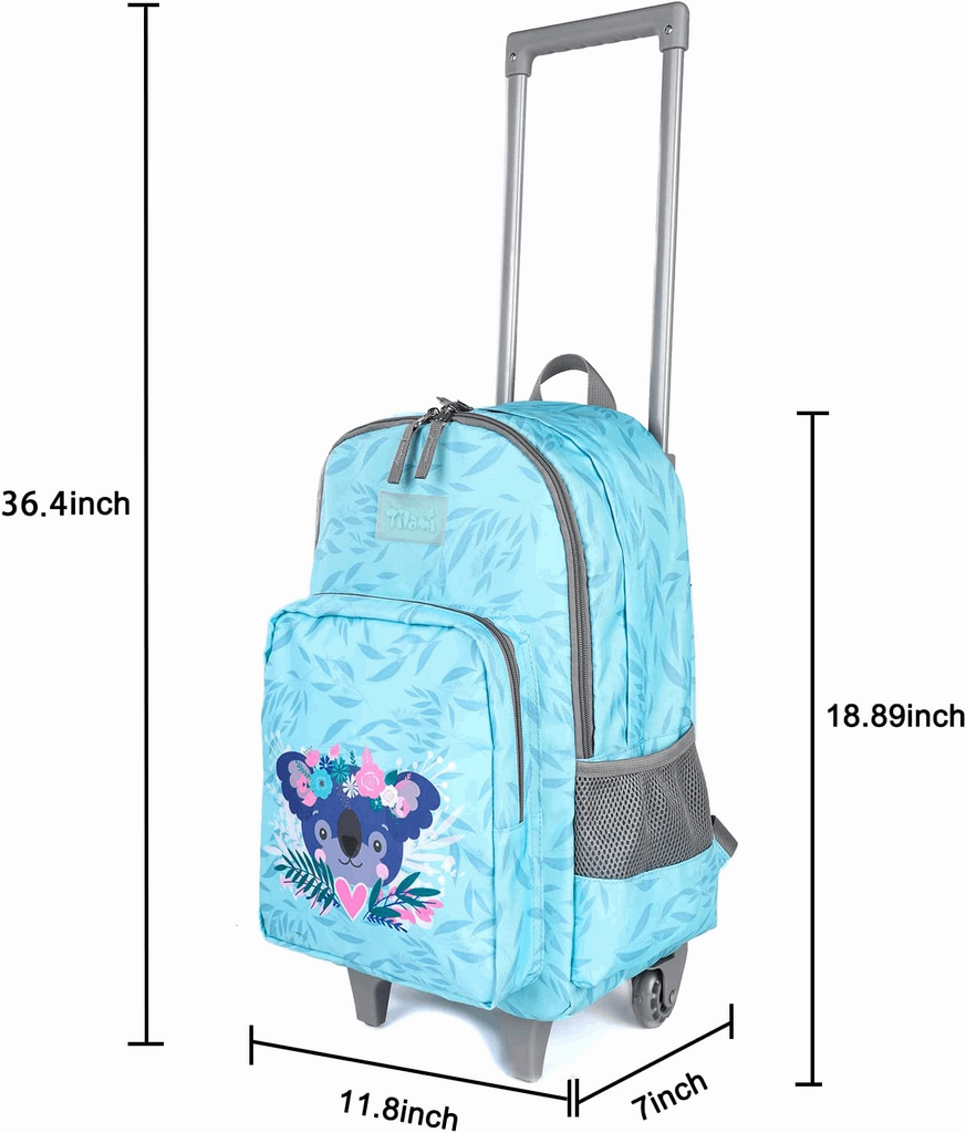 Tilami 18 inch Koala Blue Rolling Backpack for Kids