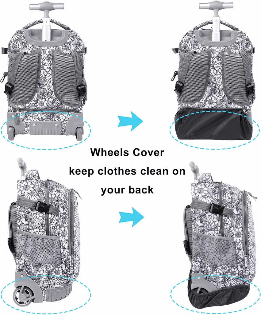 Tilami 19 inch DIY Color Sleeping Butterfly Print Rolling Backpack