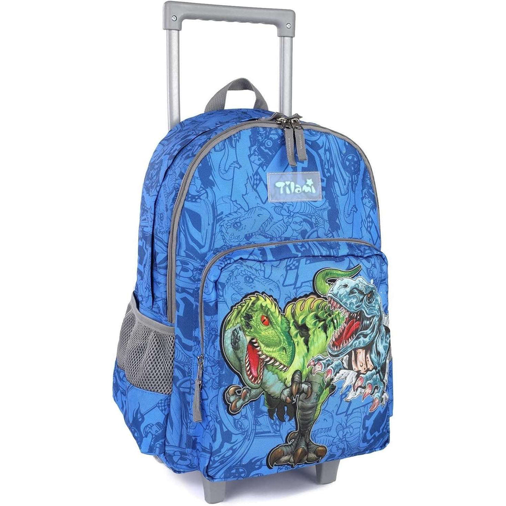 Tilami Dinosaur Blue 18 inch Double Handle Rolling Backpack