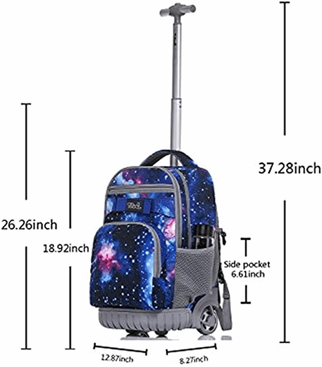 Tilami Galaxy Blue 18 Inch Kids Rolling Backpack W Matching Lunch Box