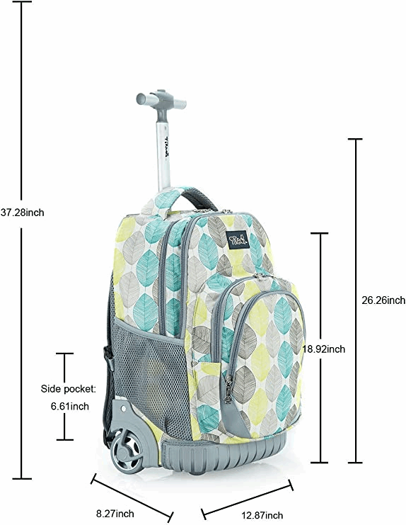 Tilami Leaves 18 Inch Kids Rolling Backpack W Matching Lunch Box