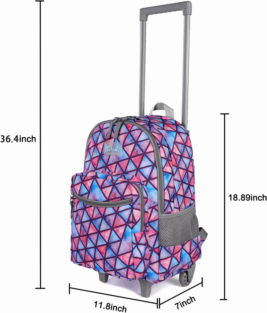 Tilami Triangle Pink 18 inch Double Handle Rolling Backpack