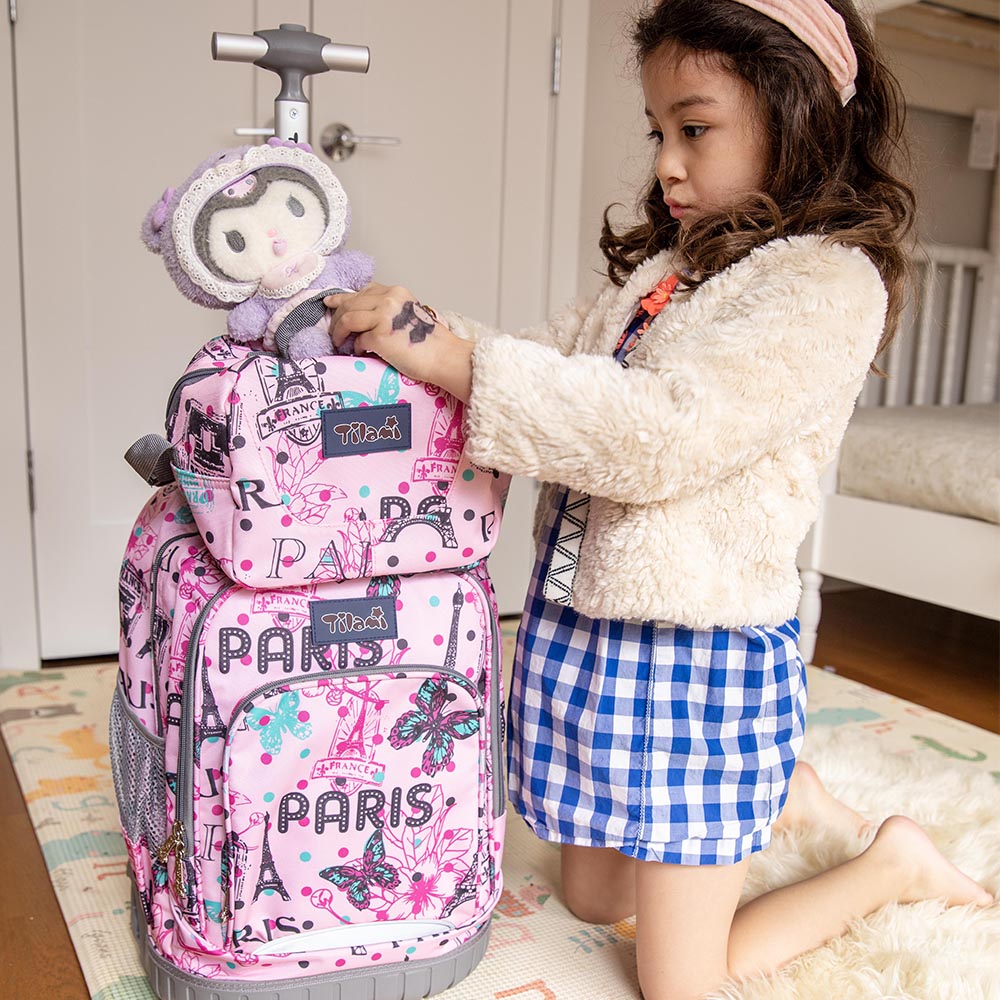 Pink Butterfly 18 inch Rolling Backpack