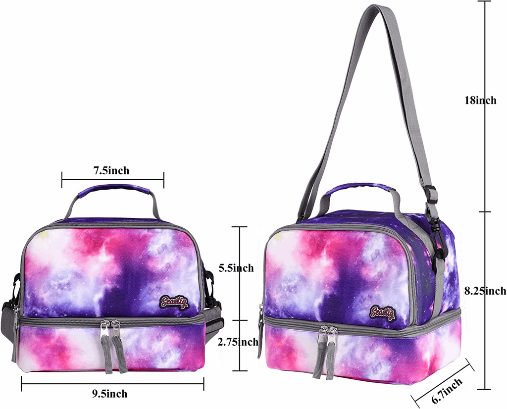 Seastig Purple Galaxy Kids Lunch Bag Waterproof Cooler Bag