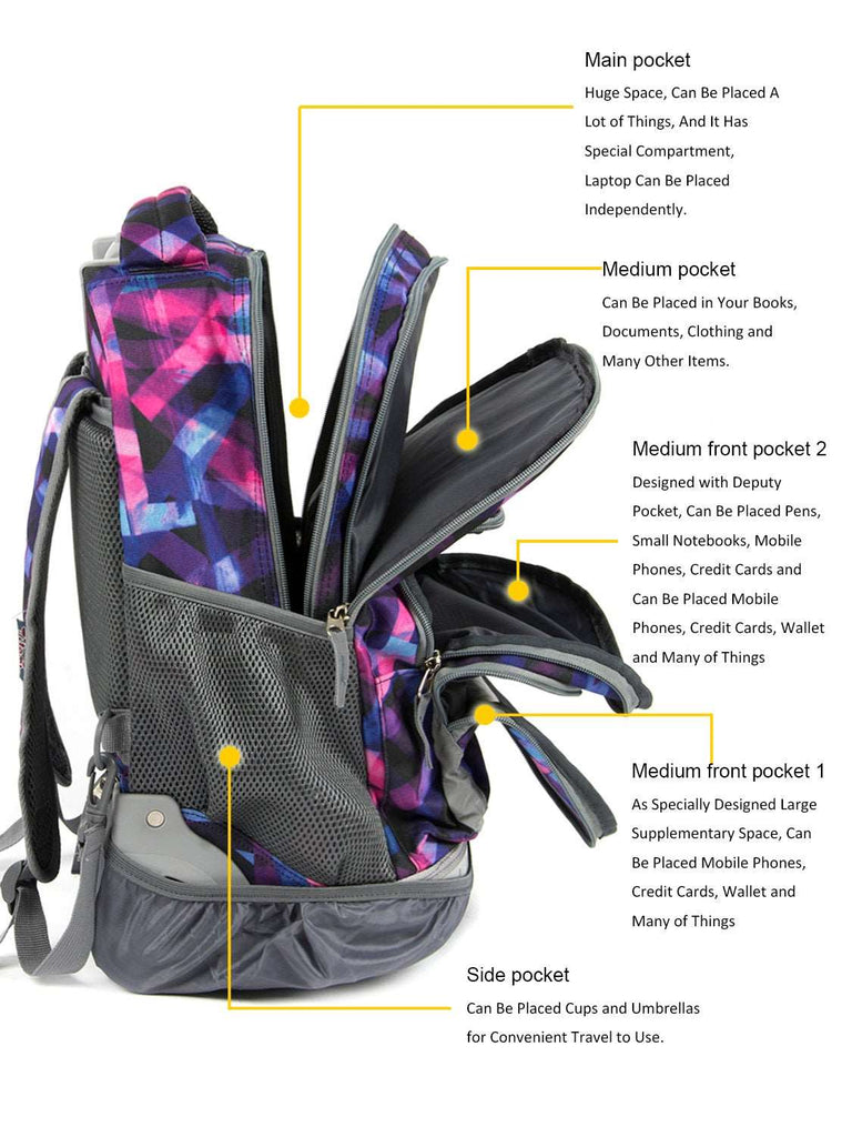 Tilami 18-inch Cloth Strip Rolling Backpack for Kids
