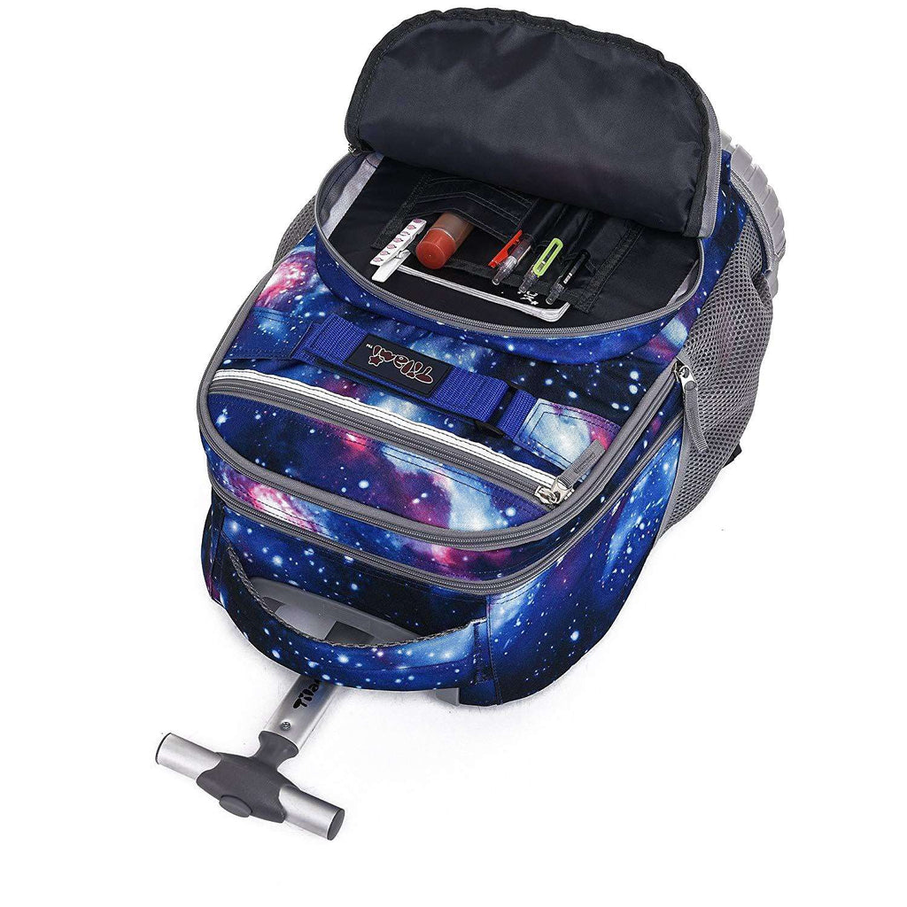 Tilami Blue Galaxy 18 inch Rolling Backpack Kids Wheeled Backpack