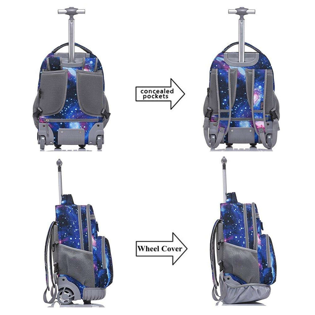 Tilami Blue Galaxy 18 inch Rolling Backpack Kids Wheeled Backpack Canada