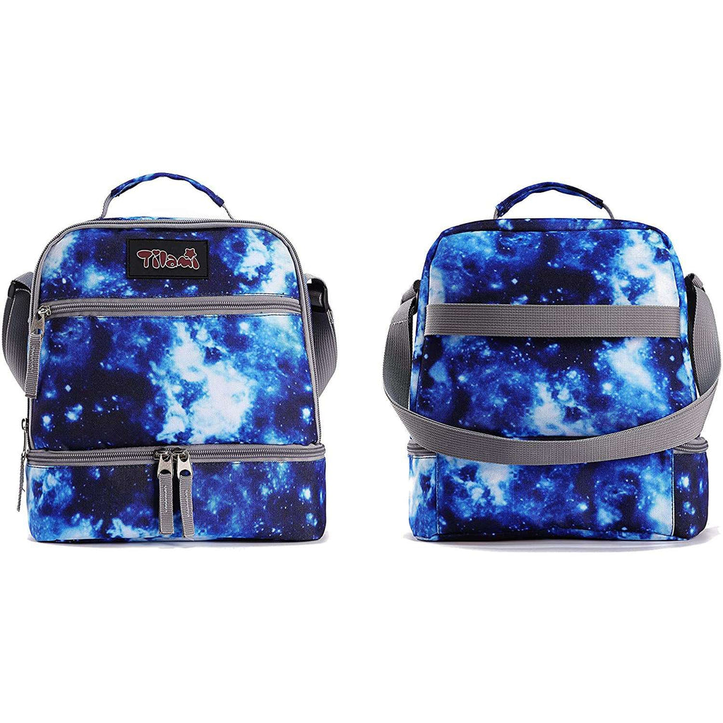Tilami Blue Galaxy Insulated Kids Lunch Bag Zipper Kids Lunch Box