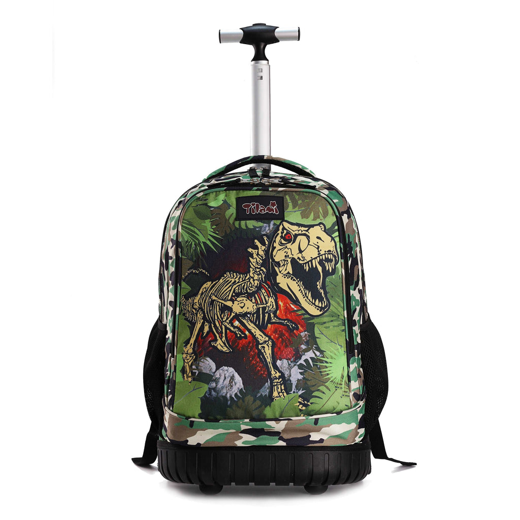 Tilami Forest Dinosaur 18 inch Rolling Backpack Boys Laptop Backpack
