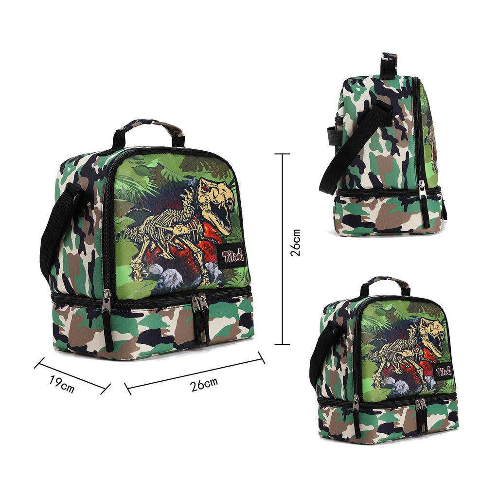 Tilami Dinosaur 18 inch Kids Rolling Backpack with Matching Lunch Bag