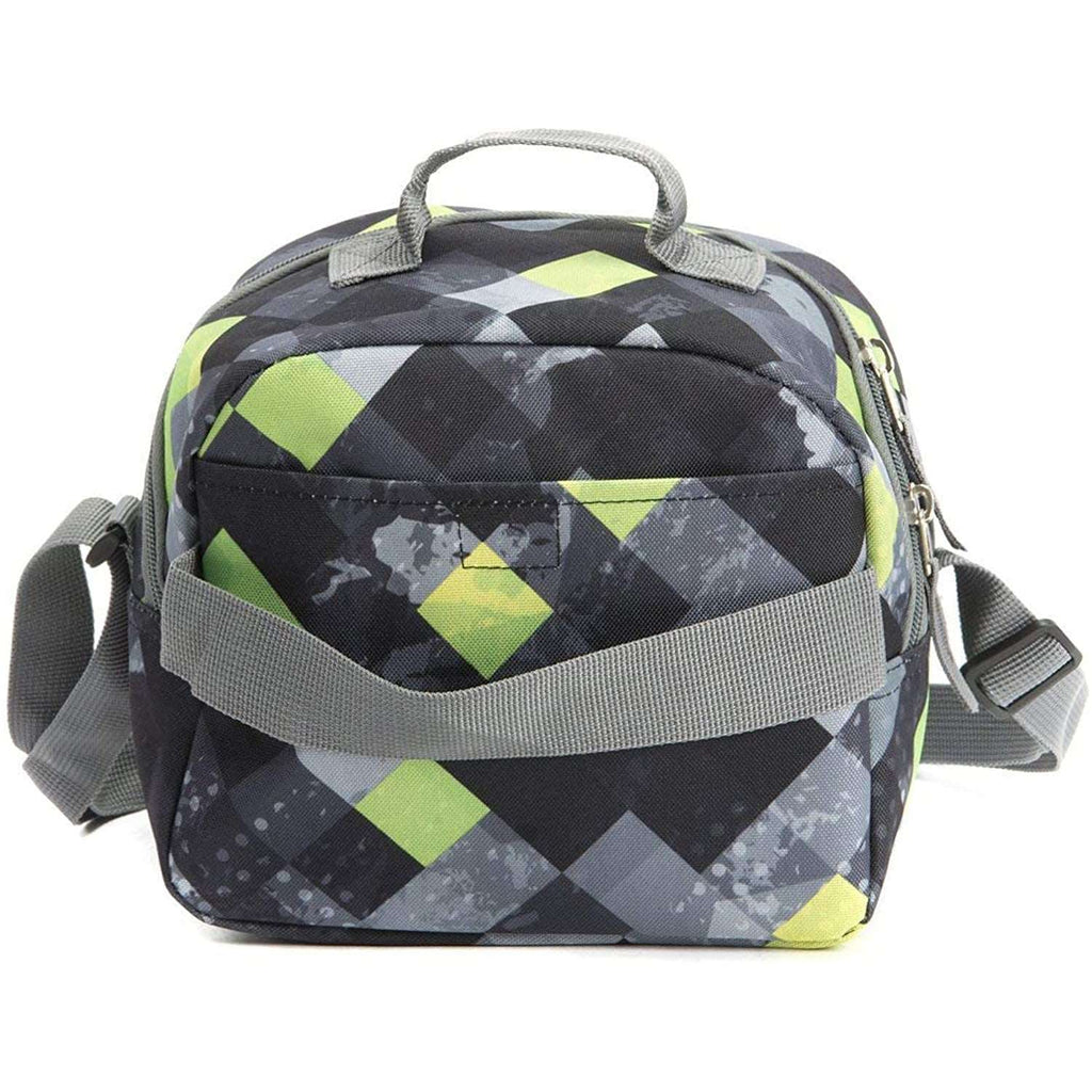 Tilami Green & Grey Triangle 18 Inch Rolling Backpack with Lunch Bag