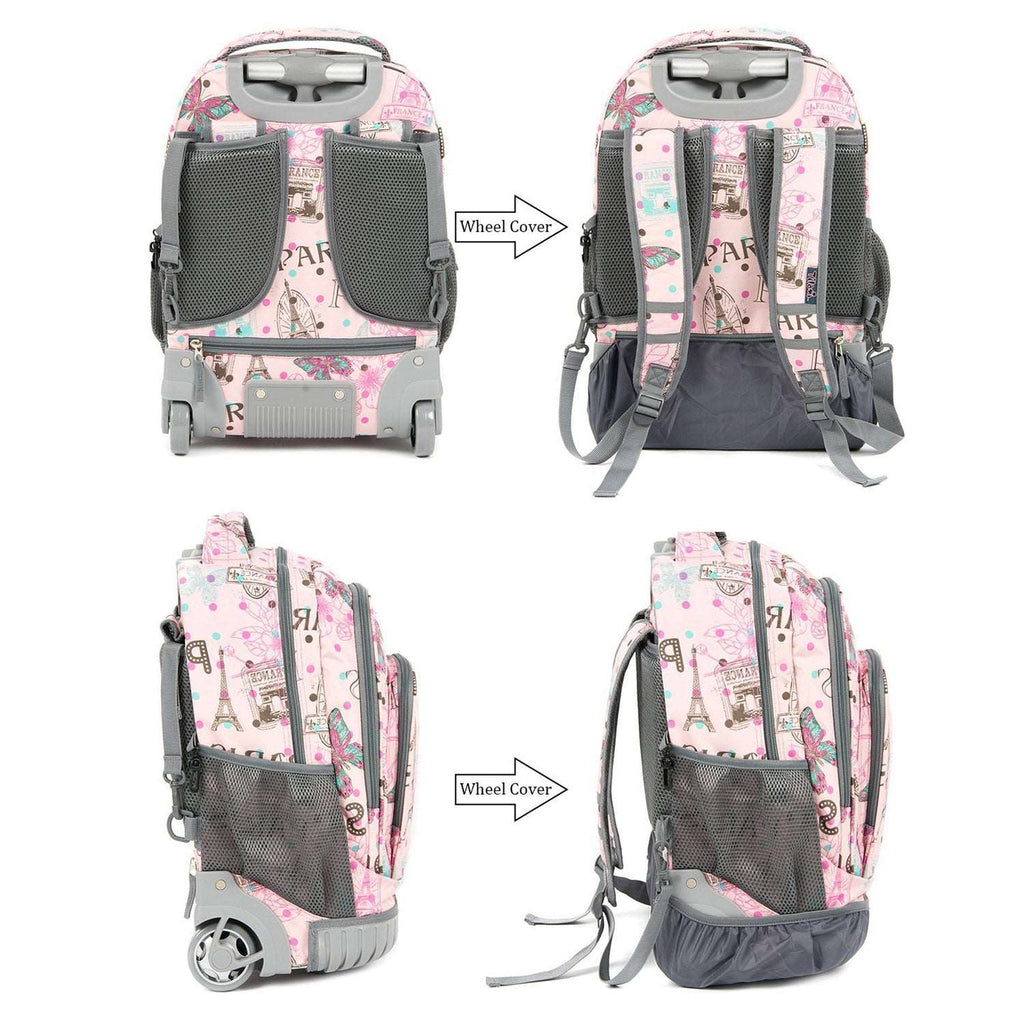 Tilami Pink Butterfly 18 inch Rolling Backpack