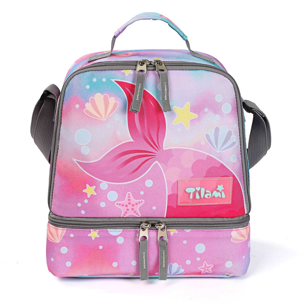 Tilami Pink Mernmaid Tail Kids Lunch Bag Waterproof Cooler Bag