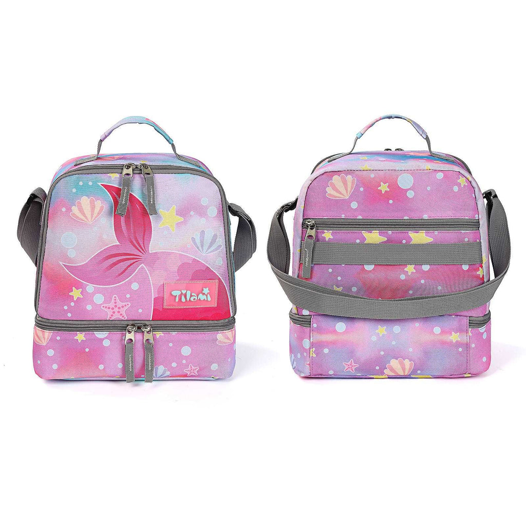 Tilami Pink Mernmaid Tail Kids Lunch Bag Waterproof Cooler Bag