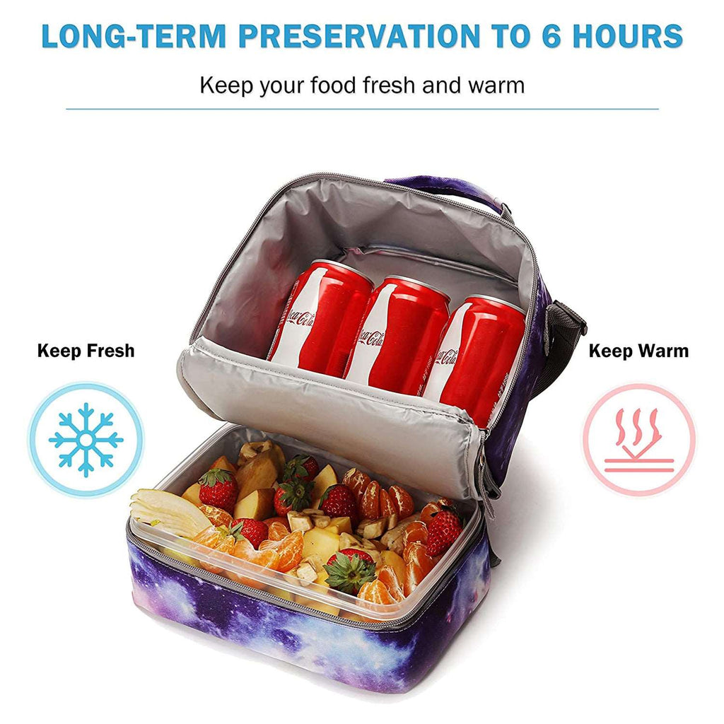 Tilami Purple Galaxy Insulated Kids Lunch Bag Zipper Kids Lunch Box