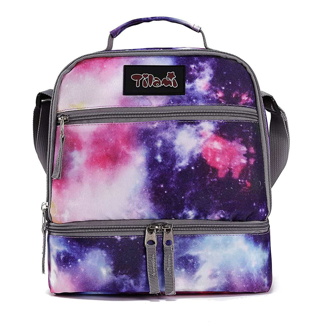 Tilami Purple Galaxy Insulated Kids Lunch Bag Zipper Kids Lunch Box