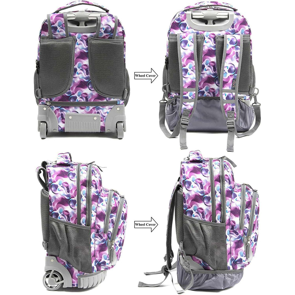 Tilami Purple Waves 18 inch Kids Rolling Backpack Laptop Backpack