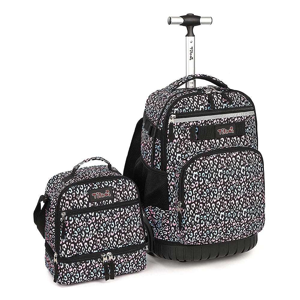 Tilami Colorful Dots Rolling Backpack 19 inch with Lunch Bag