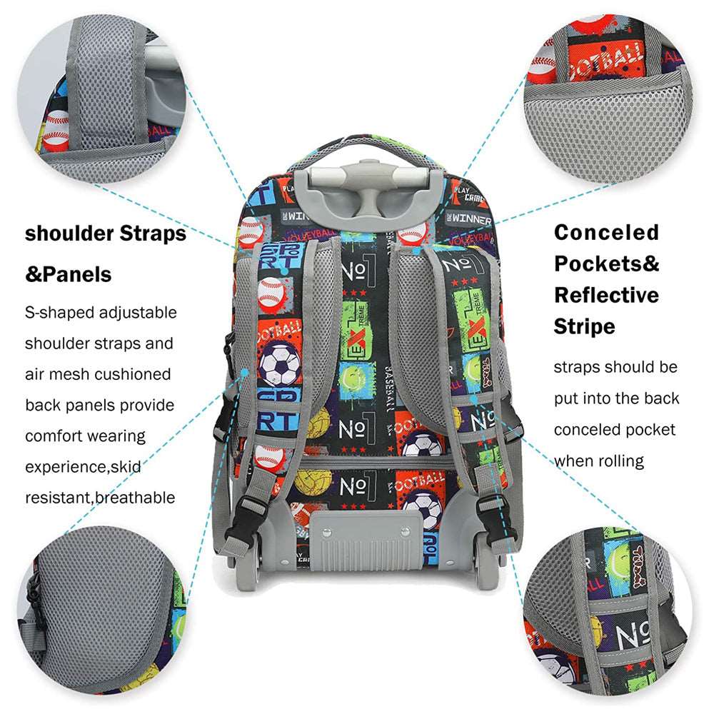 Tilami Sport Balls Rolling Backpack 18 inch Wheeled Backpack For Kids canada