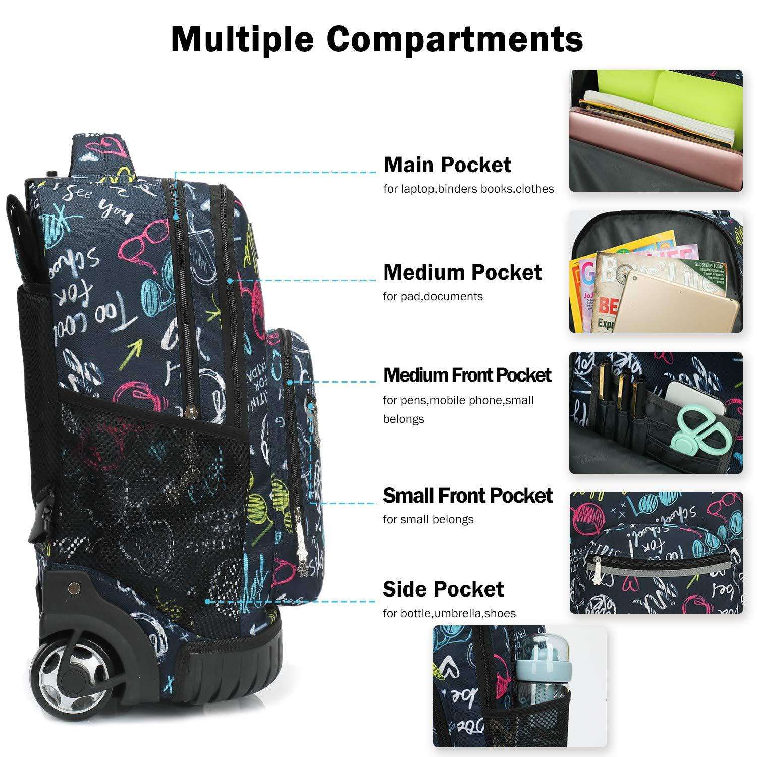 Tilami Weekend Time 19 inch Kids Rolling Backpacks Tilami Weekend Time 19 inch Kids Rolling Backpacks