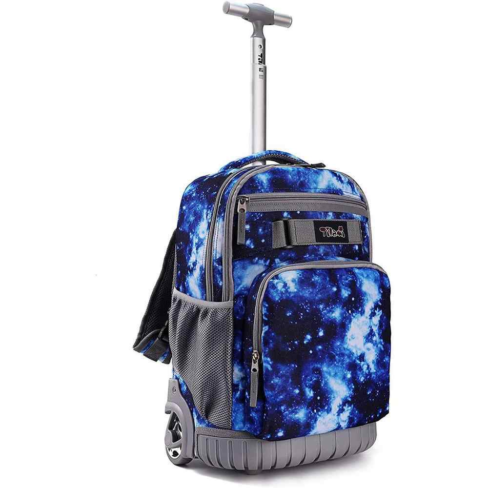 Galaxy Blue Rolling Backpack 18 inch Wheeled Laptop Backpack