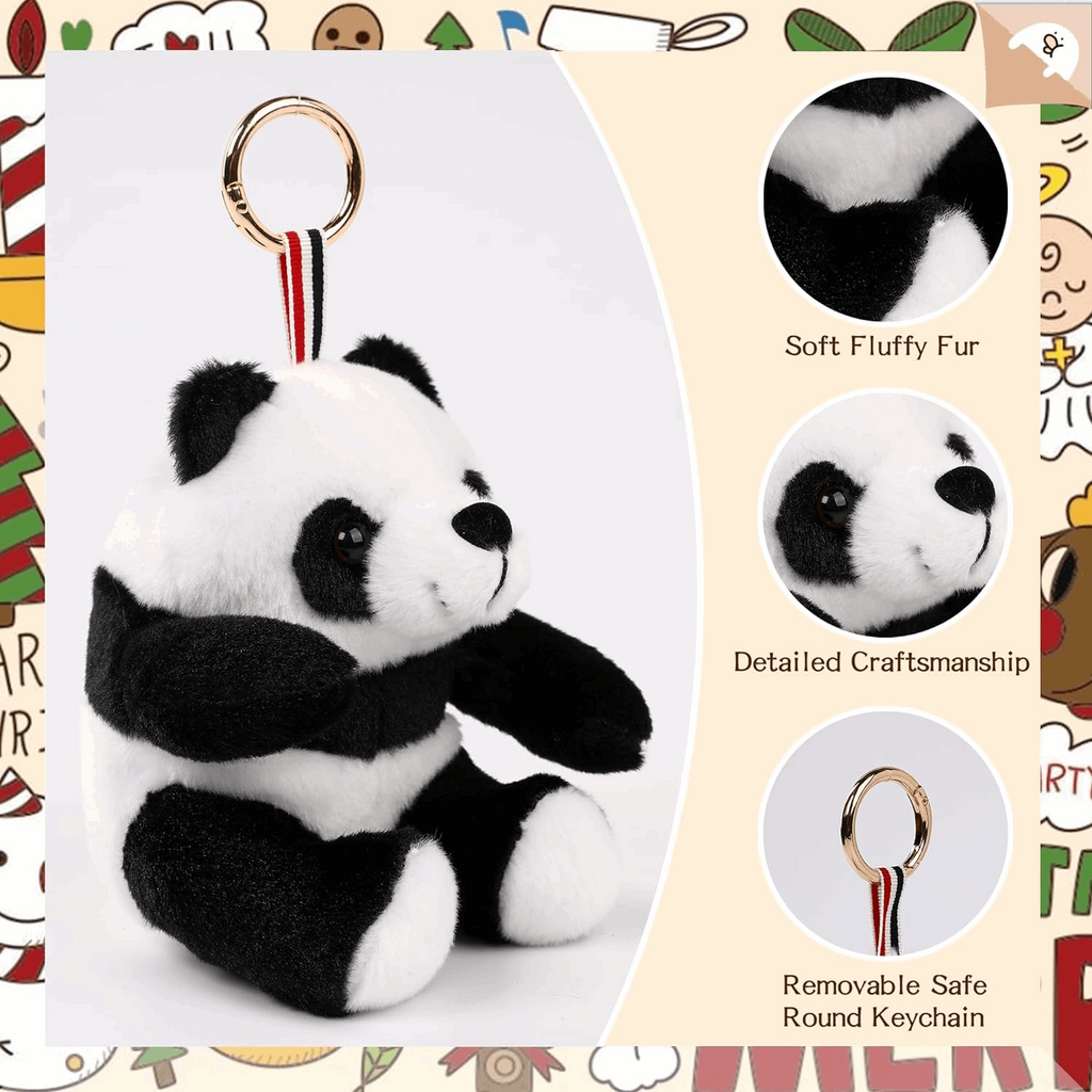 Tilami Plush Keychain Cute Stuffed Animal Toy Panda 5-inch Bag Charm for Kids