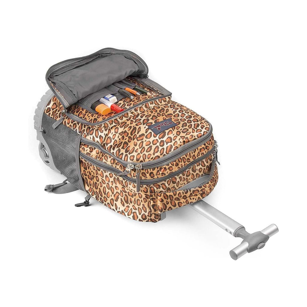 Yellow Leopard Brown 18 inch Rolling Backpack