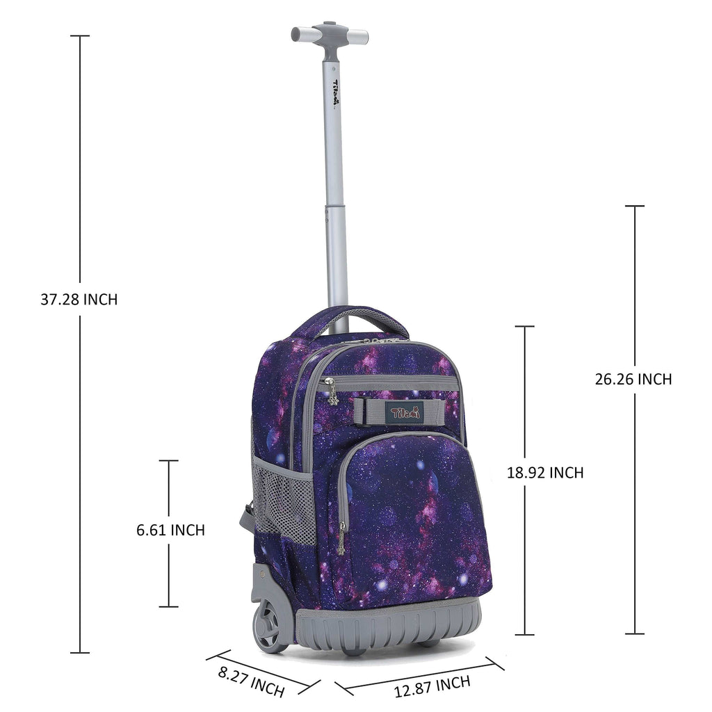 Tilami 18-inch Deep Galaxy Rolling Backpack for Kids