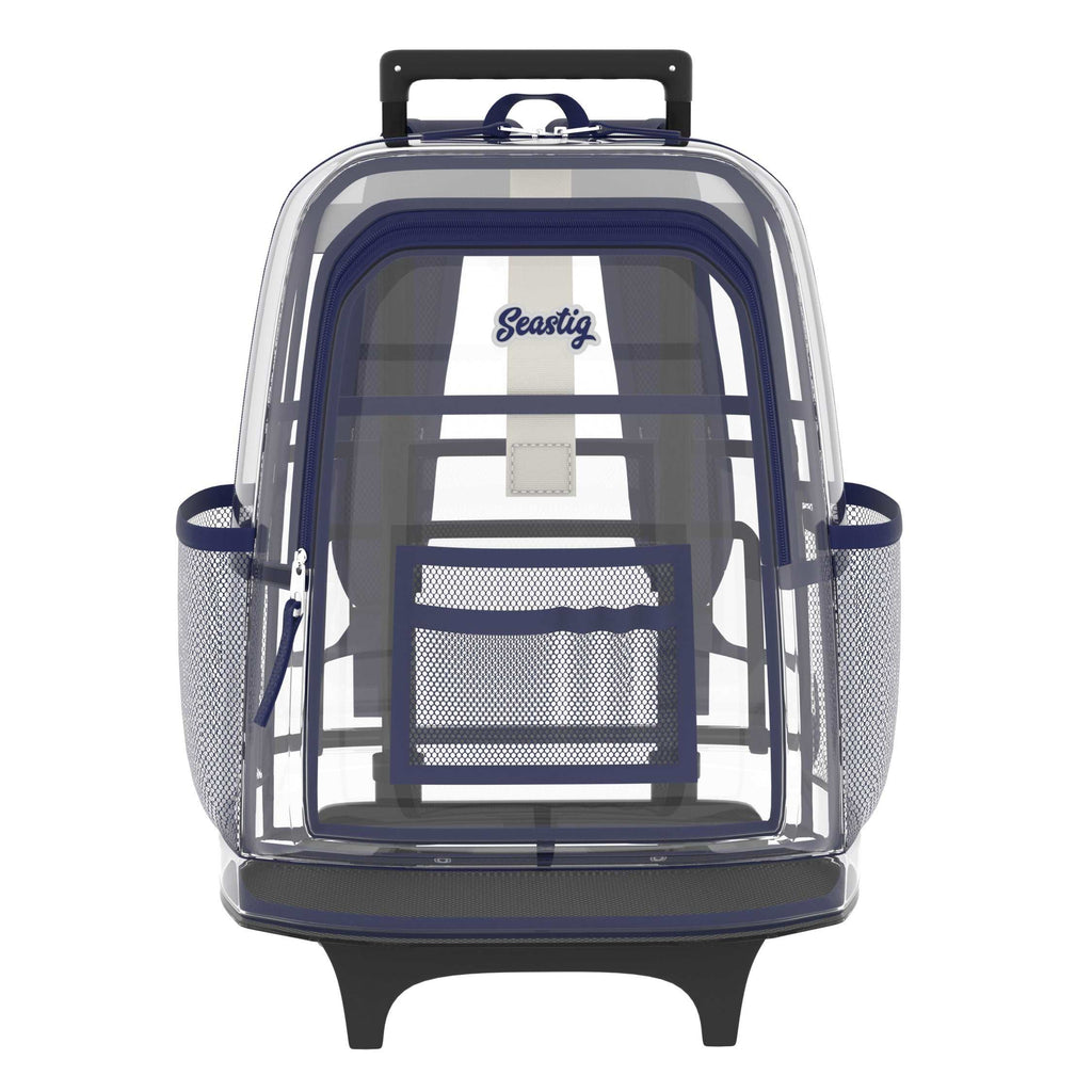 Seastig Navy 18in Clear Double Handle Rolling Backpack