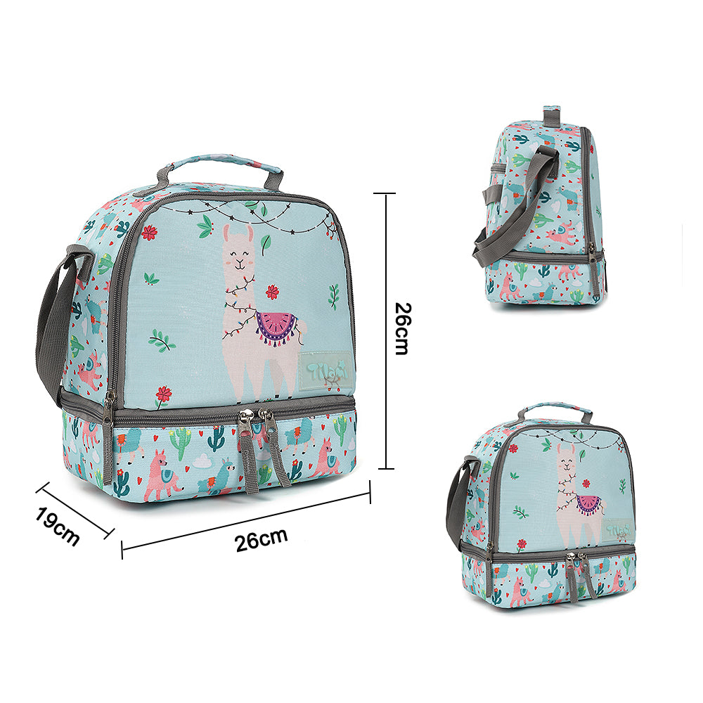 Tilami Green Alpaca Lunch Bag Insulated Zipper Cooler Bags for Kids