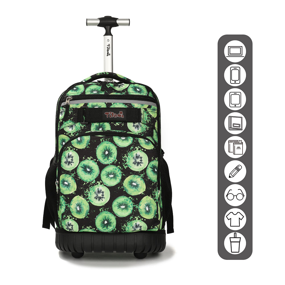 amazon kids rolling backpack Tilami Green Kiwifruit 18 inch Rolling Backpack Kids Wheeled Backpacks