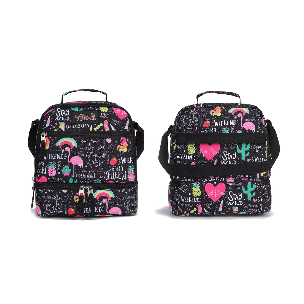 Tilami Ins Graffiti Lunch Bag Insulated Kids Cooler Bags