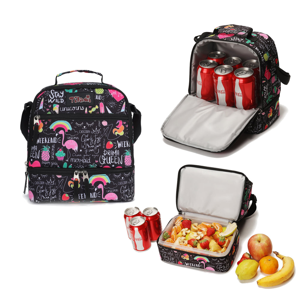 Tilami Ins Graffiti Lunch Bag Insulated Kids Cooler Bags