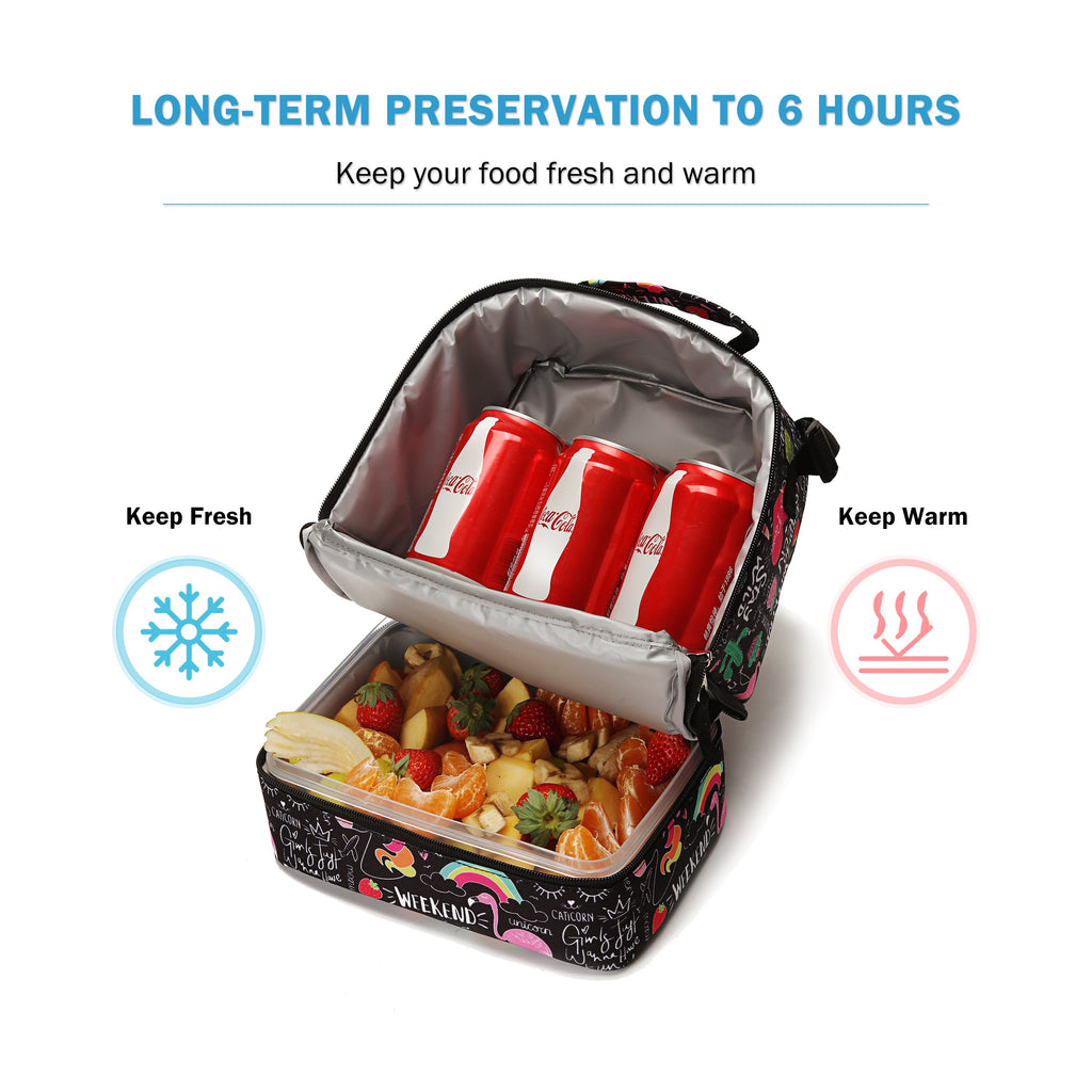 Tilami Ins Graffiti Lunch Bag Insulated Kids Cooler Bags