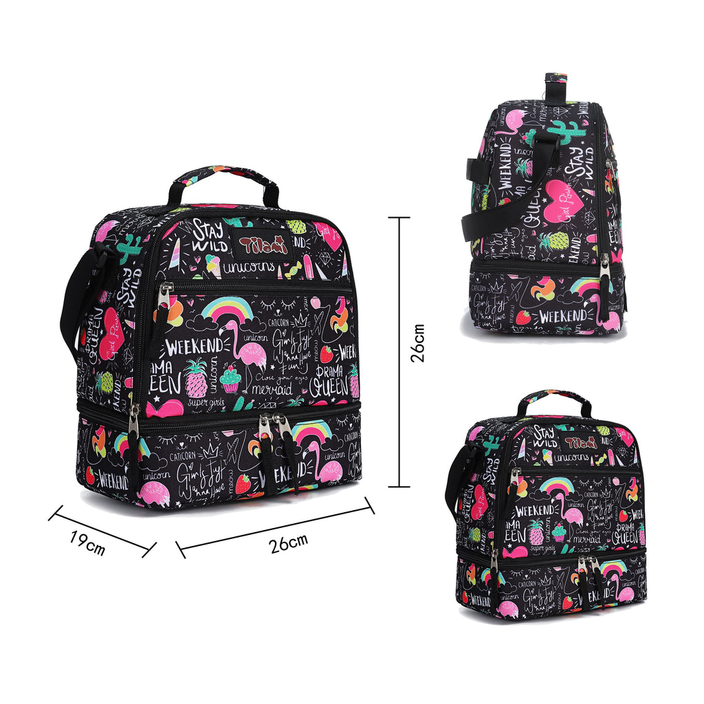 Tilami Ins Graffiti Lunch Bag Insulated Kids Cooler Bags