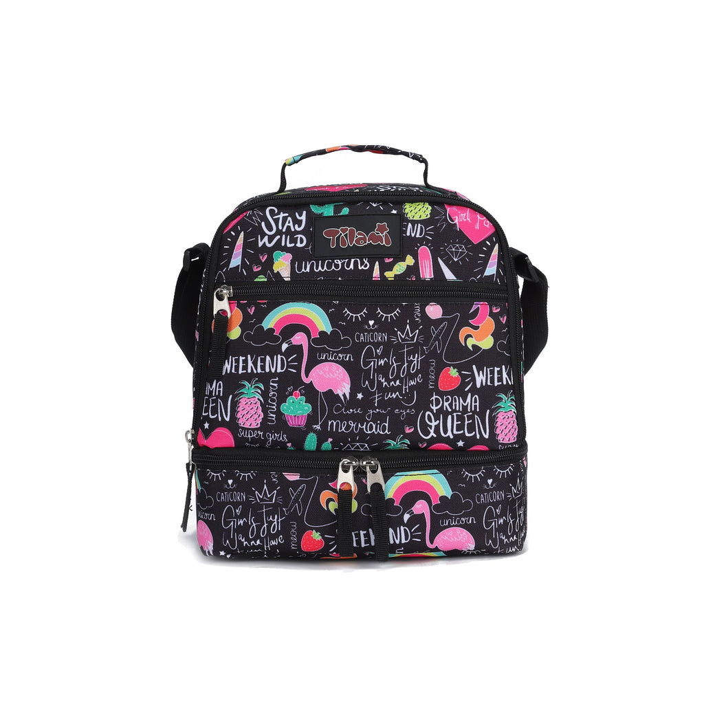 Tilami Ins Graffiti Lunch Bag Insulated Kids Cooler Bags