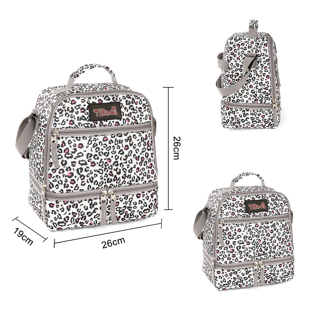 Tilami Leopard Print Kids Lunch Bag Waterproof Cooler Bag