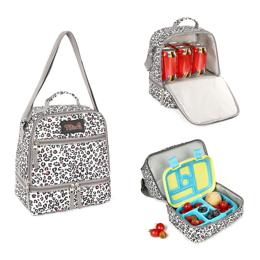 Tilami Leopard Print Kids Lunch Bag Waterproof Cooler Bag