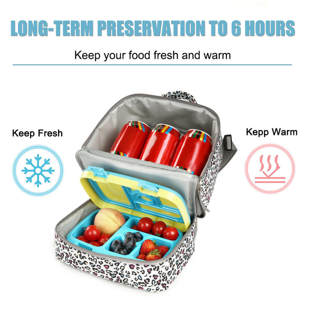 Tilami Leopard Print Kids Lunch Bag Waterproof Cooler Bag