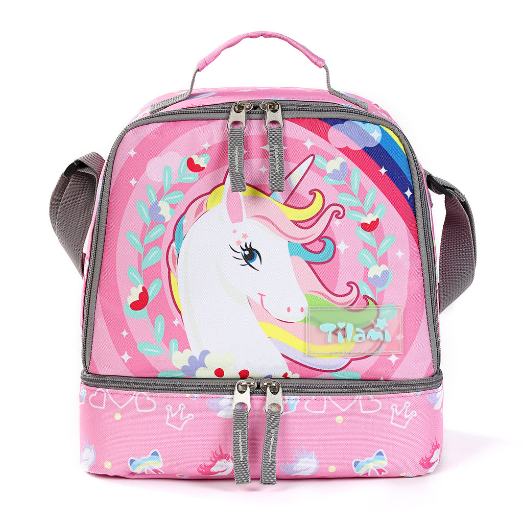 Keeli Kids Girls Pink Unicorn Lunch Box School Lunch Bag with