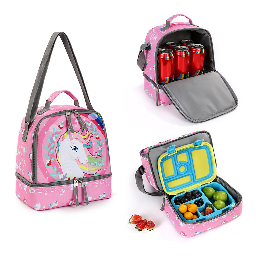 Keeli Kids Girls Pink Unicorn Lunch Box School Lunch Bag with