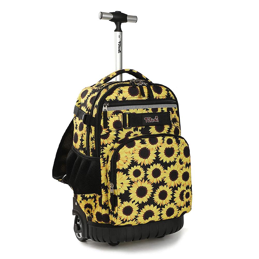 Girls Yellow Sunflower Rolling Backpack Tilami School Backpacks