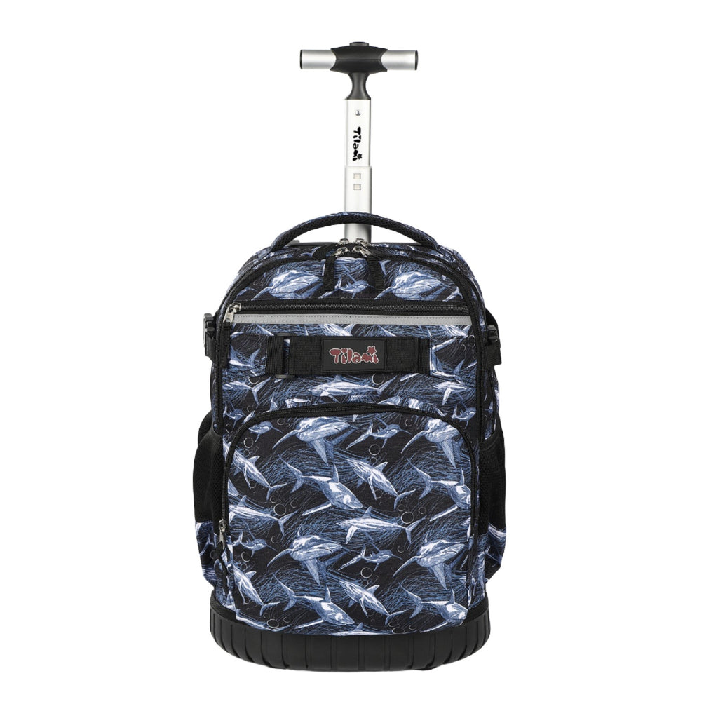 Tilami Shark Ocean 18 Inch Rolling Backpack For Kids Wheeled Backpack